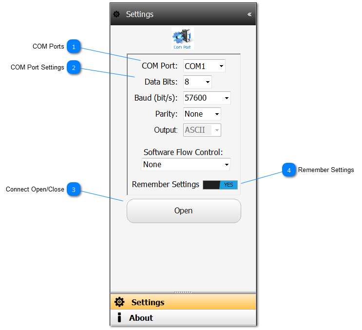 COM Port Settings Band